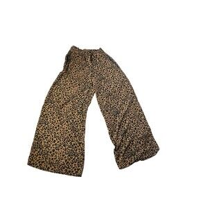 Sienna Sky Women’s Leopard Print Pants XS Wide Leg Drawstring
